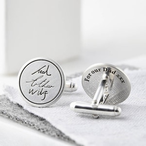 Silver Handwriting Cufflinks, Handwriting Jewelry, Groom Cufflinks, Custom Cufflinks, Engraved Cufflinks, Memorial Jewellery, mens gift