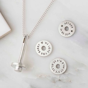 Milestone Discs Necklace Personalised Sterling Silver Disc Necklace with custom sterling silver engraved discs image 4