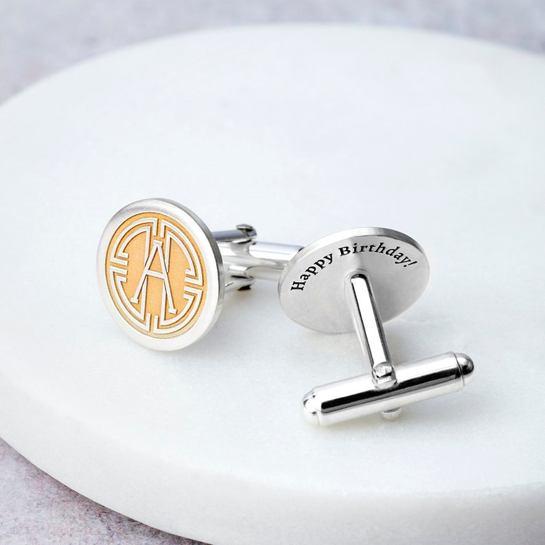 Sterling Silver Cufflinks Initial Cufflinks, Wedding Cufflinks, Groom Cufflinks, 21st Birthday Cufflinks, Gift for Groom Cufflinks image 1