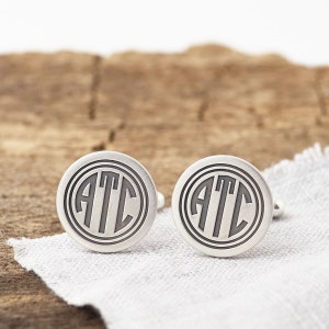 Deco Monogram Cufflinks, Handmade Monogram Personalised Cufflinks, Custom Cufflinks, Initial Cufflinks, Gift for Him, Groom Cufflinks image 1