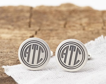 Deco Monogram Cufflinks,  Handmade Monogram Personalised Cufflinks, Custom Cufflinks, Initial Cufflinks, Gift for Him, Groom Cufflinks