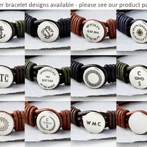 Custom Sterling Silver and Leather Wedding Logo Bracelet, Men's Leather Silver Bracelet, Personalized Men's Bracelet, Engraved Bracelet image 6