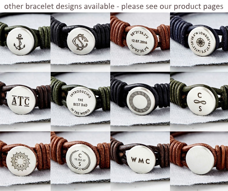 Custom Sterling Silver and Leather Wedding Logo Bracelet, Men's Leather Silver Bracelet, Personalized Men's Bracelet, Engraved Bracelet image 6