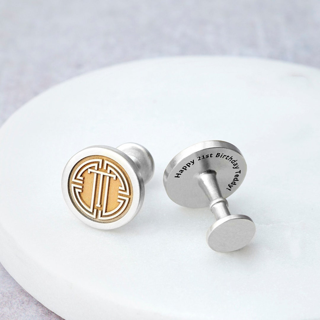 Sterling Silver Mixed Metal Monogram Initial Cufflinks - Personalised ...