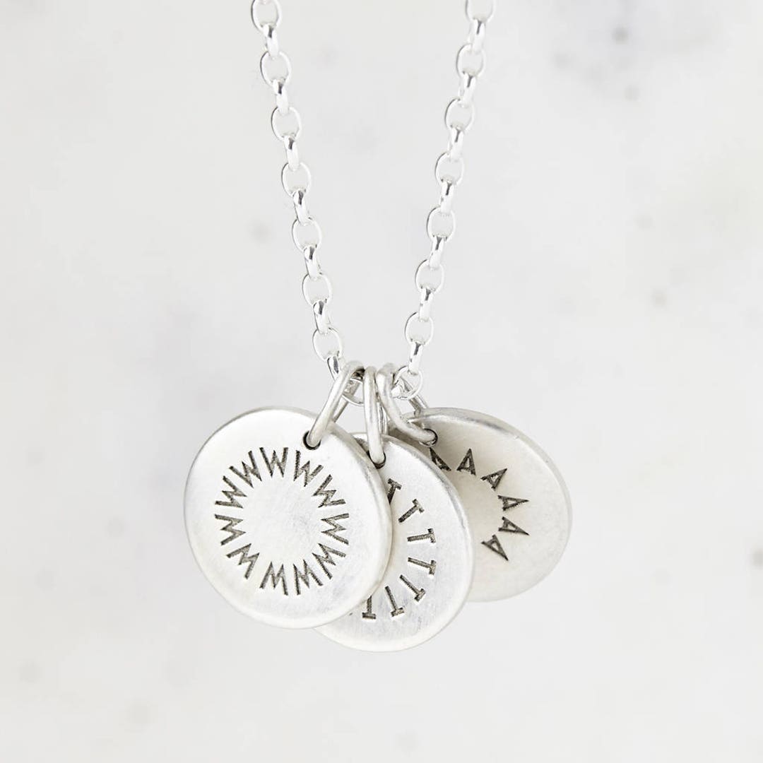 Silver Family Initials Necklace, Personalised Silver Necklace, Gift for ...