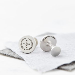 Silver Personalised Cufflinks, Grooms Cufflinks, Wedding Cufflinks, Custom Cufflinks, Anniversary, Birthday Cufflinks, Crest Cufflinks