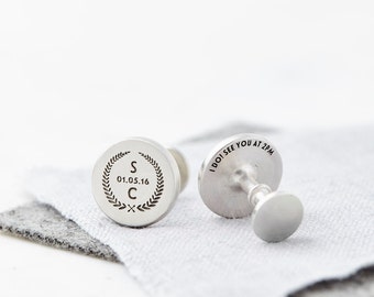 Silver Personalised Cufflinks, Grooms Cufflinks, Wedding Cufflinks, Custom Cufflinks, Anniversary, Birthday Cufflinks, Crest Cufflinks