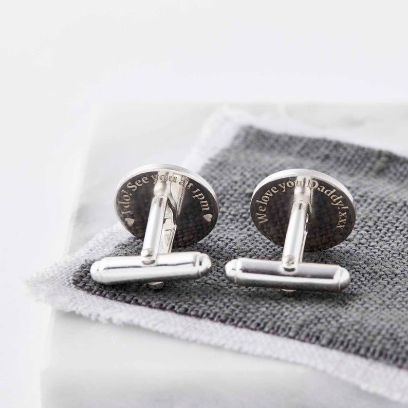 Personalised Sterling Silver Initials and Date Cufflinks with Rose Gold Plate image 2