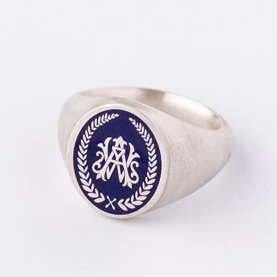 Elefezar Personalized Monogram Initial Ring 925 Silver Signet Chevalier Ring  Custom Letter Rings Gold|Amazon.com