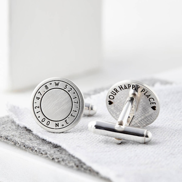 Engraved Coordinate Cufflinks, Latitude longitude, Engraved Cufflinks, Wedding Cufflinks, Groom Cufflinks, Custom Cufflinks, Keepsake Gift