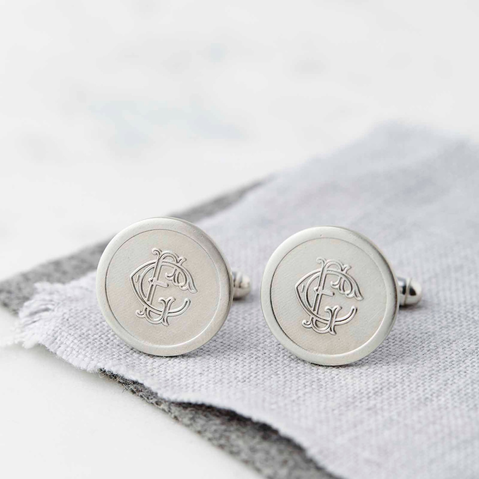 Silver Personalised Monogram Cufflinks Engraved Cufflinks | Etsy