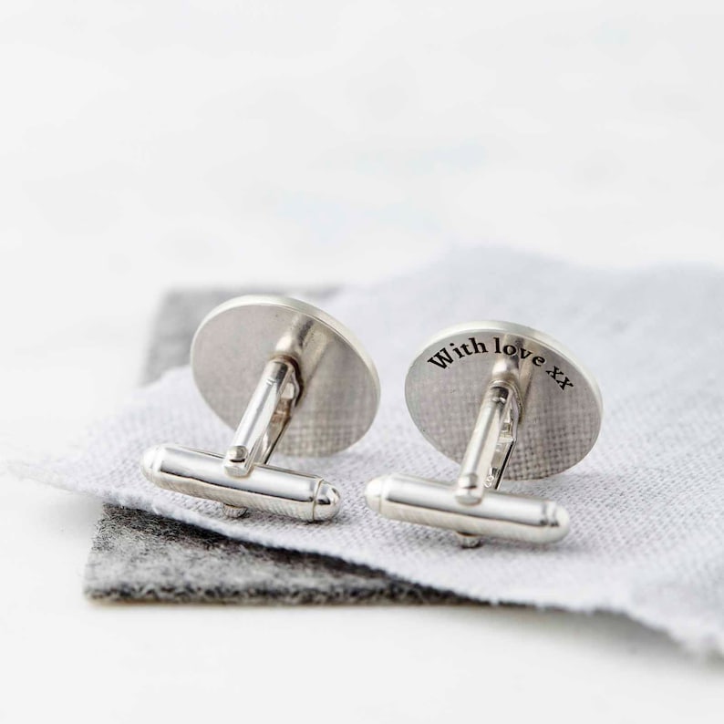 Silver Personalised Monogram Cufflinks, Engraved Cufflinks, Custom Cufflinks, Groom Cufflinks, Wedding Cufflinks, Gift for Him, Anniversary image 3