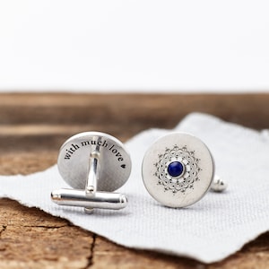 Zilveren lapis gepersonaliseerde manchetknopen, aangepaste manchetknopen, handgemaakte manchetknopen, cadeau voor hem, lapis-manchetknopen, manchetknopen bruiloft, cadeau voor mannen