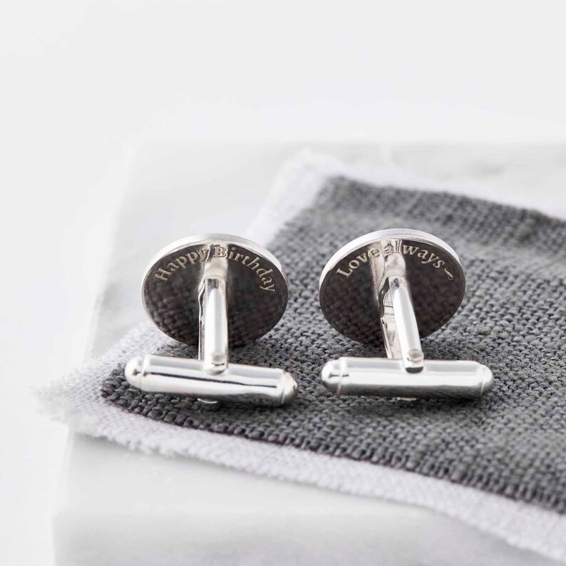 Personalised Sterling Silver Initials and Date Cufflinks with Rose Gold Plate image 3