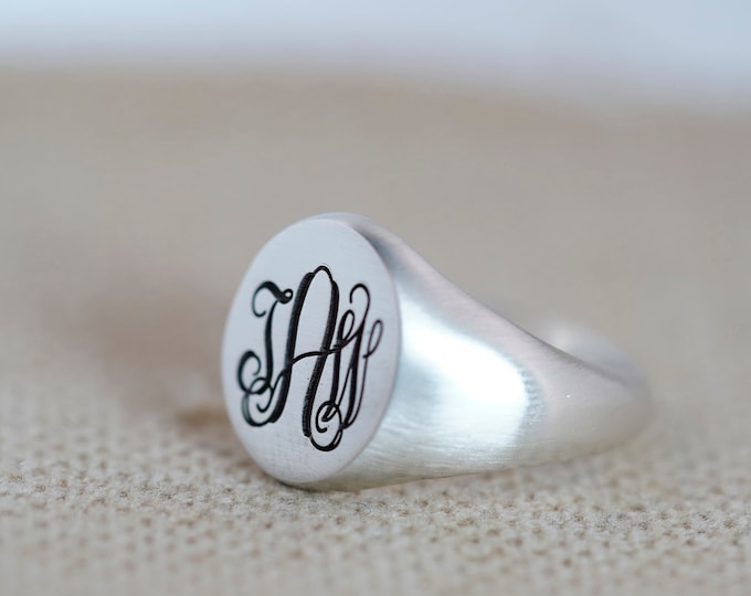 Engraved Drawing Signet Ring - Etsy UK