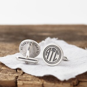 Deco Monogram Cufflinks, Handmade Monogram Personalised Cufflinks, Custom Cufflinks, Initial Cufflinks, Gift for Him, Groom Cufflinks image 2