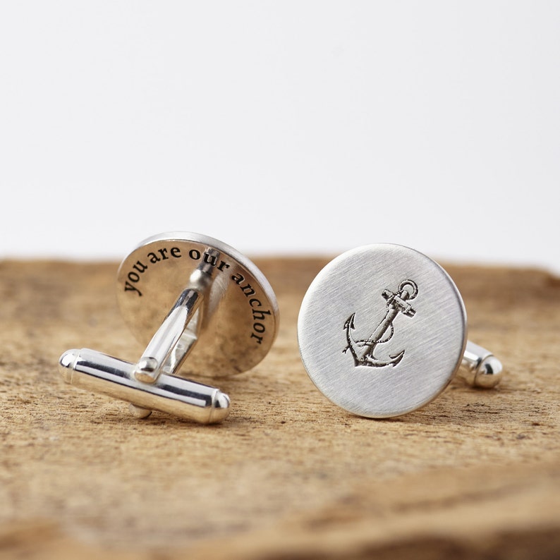 Nautical Cufflinks Personalised Silver Custom Cufflinks Etsy UK