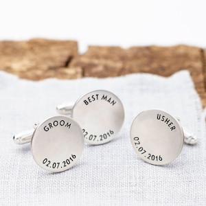 Gemelos personalizados para fiesta de bodas de plata de ley - Gemelos de boda para el novio, padrino, ujieres y padre de la novia