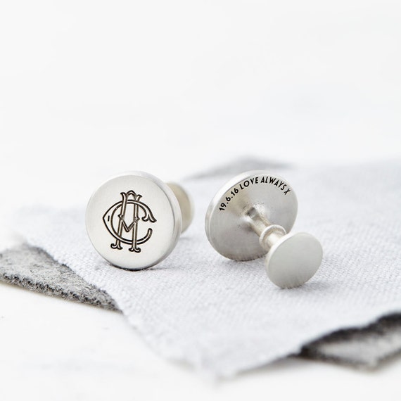 Sterling silver cufflinks best sale monogrammed