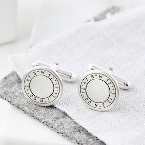 Engraved Coordinate Cufflinks, Latitude longitude, Engraved Cufflinks, Wedding Cufflinks, Groom Cufflinks, Custom Cufflinks, Keepsake Gift image 2