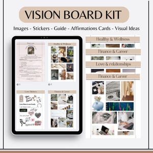 Vision Board Kit for Women Printable | 20-Page Manifestation Planner with Stickers, Affirmations & Goal Setting Templates