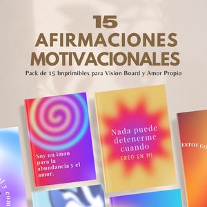 Tarjetas de Afirmaciones Motivacionais para Mulheres - Pack de 15 Imprimibles para Vision Board y Amor Propio - PDF Digital