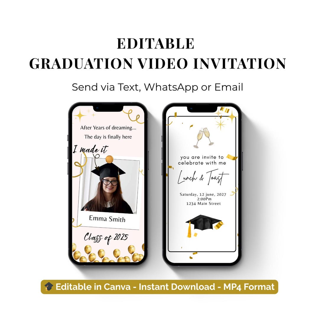 Animated Graduation Invite for Mobile | Digital Grad Announcement ...