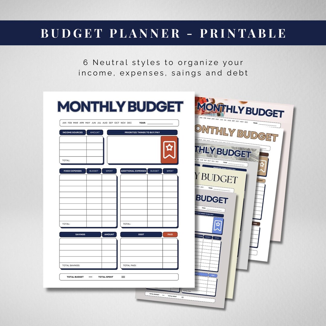 Monthly Budget Planner Printable: Minimalist Finance Tracker (PDF ...