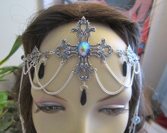 Ebon Cross Circlet of the Vampire Maiden Elven Celtic Druid LARP Bridal Renaissance