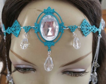 Emerald Crystal Circlet of the Nature Goddess elven celtic druid larp bridal wedding cosplay