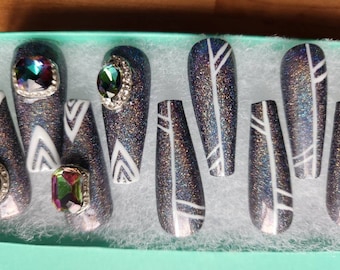 Smoke Queen Acrylic reusable press on nails