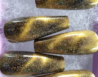 Aurem golden reusable acrylic press on nails