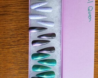 Abyssal Queen Press on acrylic Reusable nails