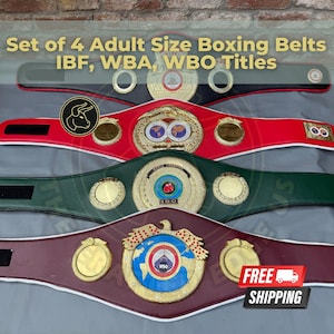 4 Boxing Championship Belts Set – IBF, WBA, WBO, Ibo Adult Size Title Belts for Champions – World Boxing Title Belts