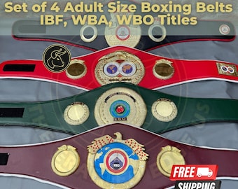 4 Boxing Championship Belts Set – IBF, WBA, WBO, Ibo World Title Belts, Fighting Champions