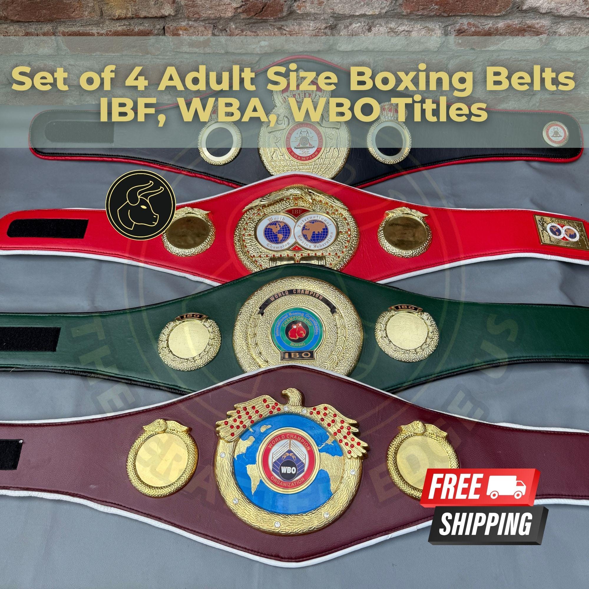 4 Boxing Championship Belts Set – IBF, WBA, WBO, Ibo World Title