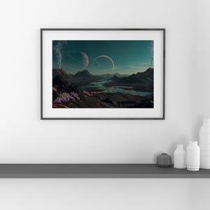 Other Worldly, Art Print, Digital Wall Art, Space Decor, Planet Art Work, Digital Art, Ai Generated for digital download PNG