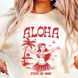 Comfort Colors Aloha T-Shirt: Varsity Hawaii Graphic Tee