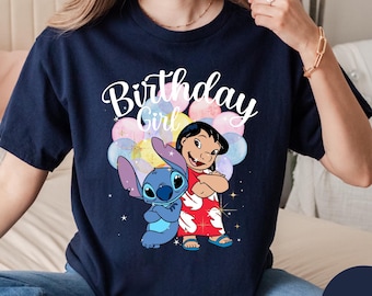 Birthday Girl Lilo Stitch Shirt: Custom Cartoon Tee, Kids Party Outfit