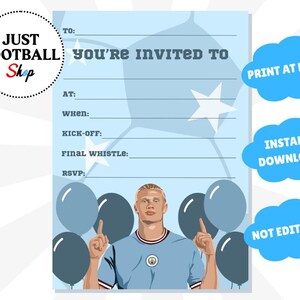Man City Erling Haaland Digital Birthday Party Invitation