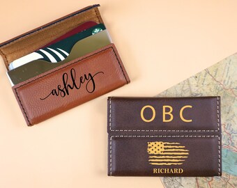 Personalized Business Card Holder, Custom Card Holder, Monogrammed Business Card Holder, Business Card Case, Leatherette Gift,Corporate Gift