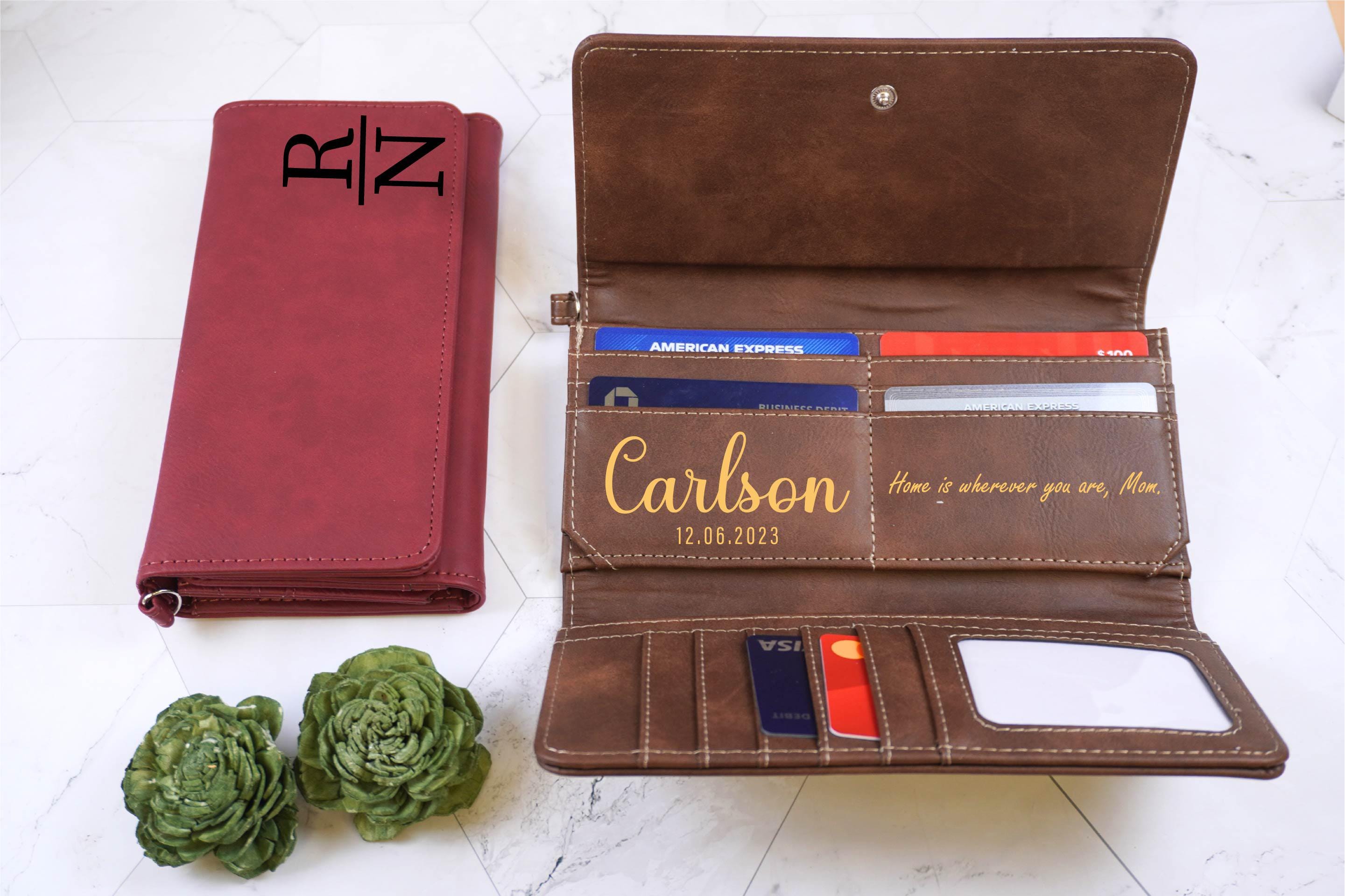 Personalized Leather Wallet for Women,Custom Leather Wallet,Leather Purse with Zipper,Engraved Women Purse,Engraved Wallet,Christmas Gift