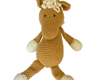 Gran caballo de peluche amigurumi de ganchillo, hecho a mano, de 45 cm, ideal para la decoración de la habitación del bebé o como regalo para baby shower.