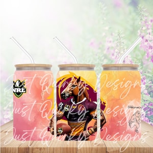 NRL National Rugby League Brisbane Broncos 16oz Tumbler Wrap Design