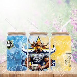NRL National Rugby League North Queensland Cowboys 16oz Tumbler Wrap Design