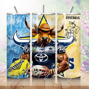 NRL National Rugby League North Queensland Cowboys 20oz Tumbler Wrap Design