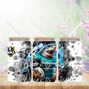 NRL National Rugby League Cronulla Sharks 16oz Tumbler Wrap Design