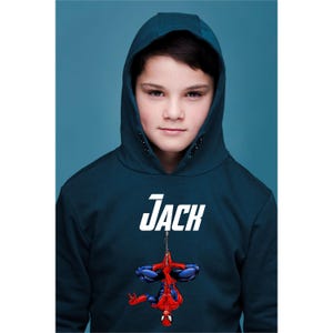 Personalised Spider-Man Hoodie, Super Marvel Hero Cartoon Character Gift Idea Hooded Sweatshirt, Kids Adults Unisex Top