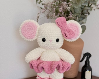 Mega ballerinamus, PDF-mönster, musmönster + ballerinaoutfit; mönster på spanska och engelska.