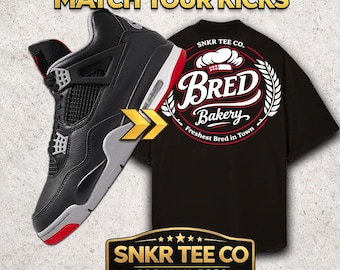 Air Jordan 4 Bred Reimagined Shirt – Schwarz Rotes Sneaker Match Tee – Premium Heavyweight Streetwear – AJ4 Bred Outfit – Sneakerhead Geschenk